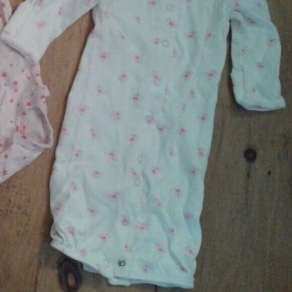 Carter's Baby Girl 3 Month Bundle Gown Onesie Shirt Pink Bird Stars Heart Mommy - Picture 3 of 7